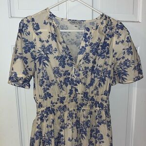 She + Sky Cream and Blue Floral Blouse